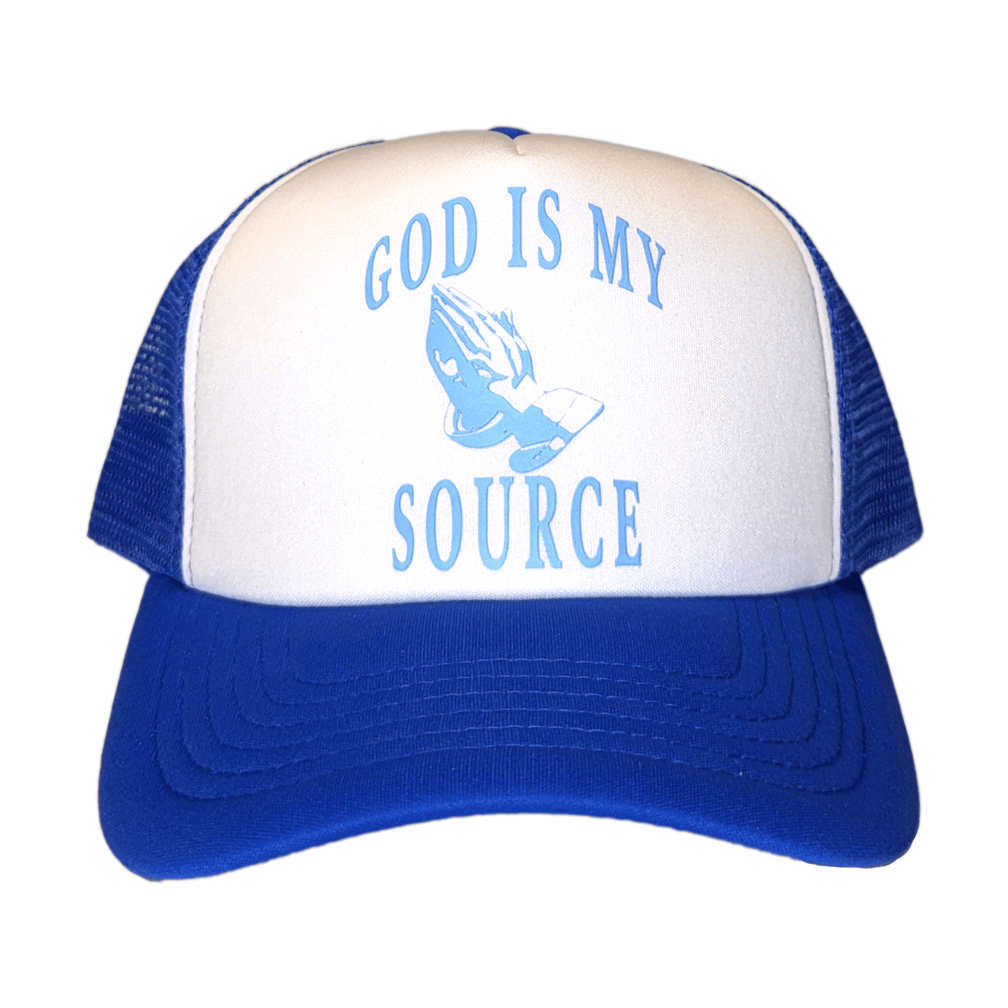 GIMS - Praying Hands - Trucker - Royal Blue / White / Baby Blue - God Is My Source