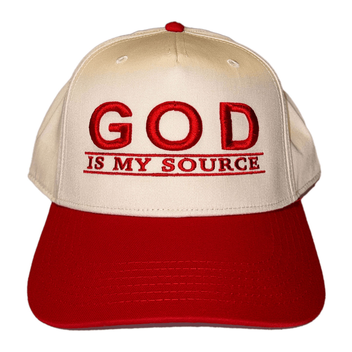 GIMS - Line Logo - Hat Khaki/Red (Copy) - God Is My Source