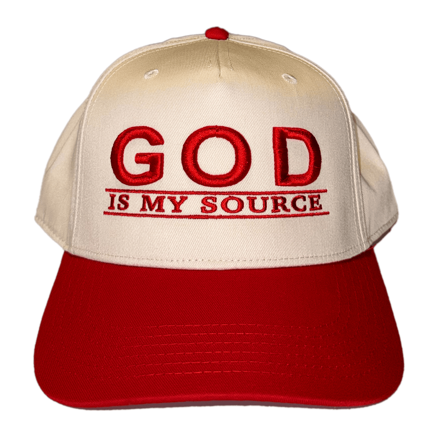 GIMS - Line Logo - Hat Khaki/Red (Copy) - God Is My Source